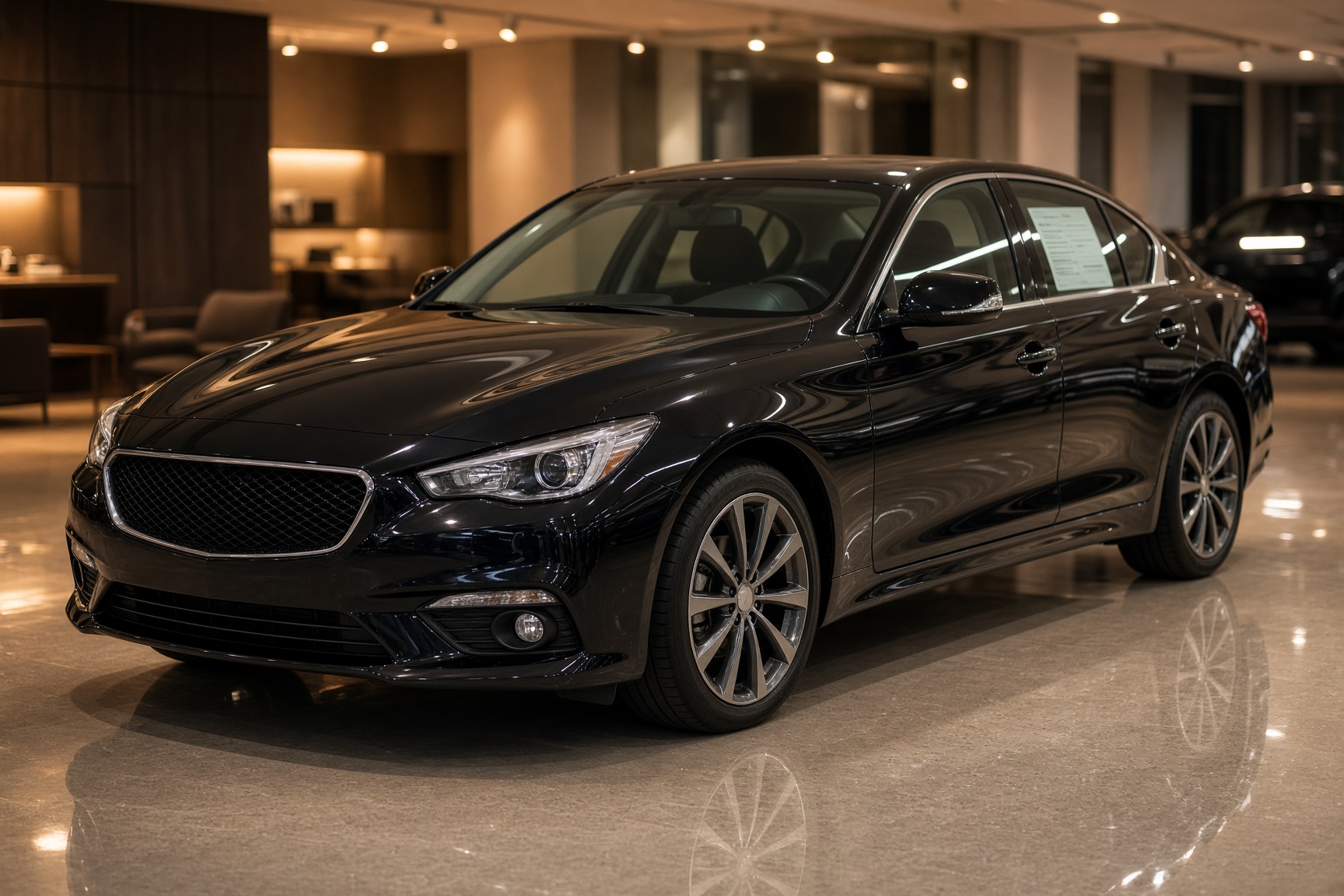 Dealership vehicle with professional window addendum presentation
