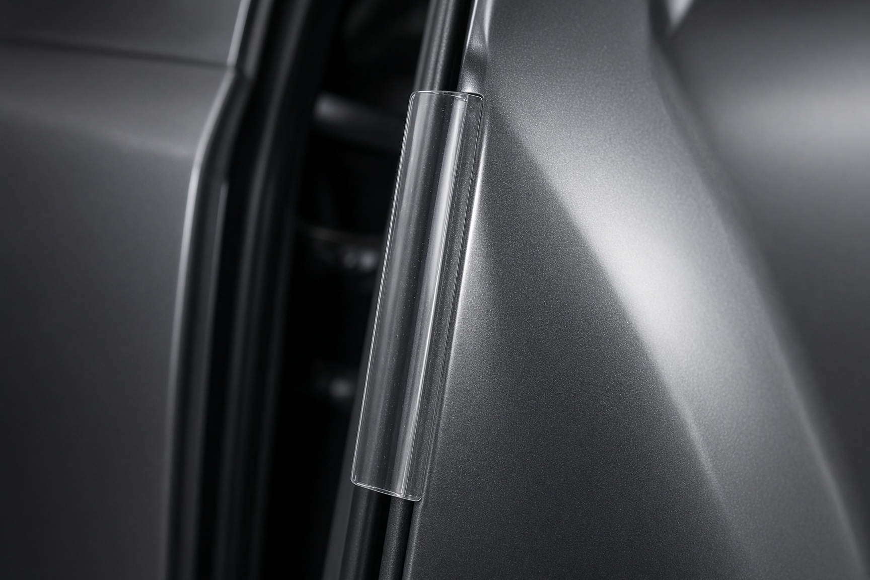 Clear protective film on a vehicle door edge